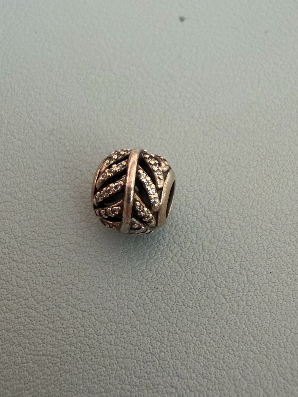 Pandora Silver Pave Leaf Charm in Silver
